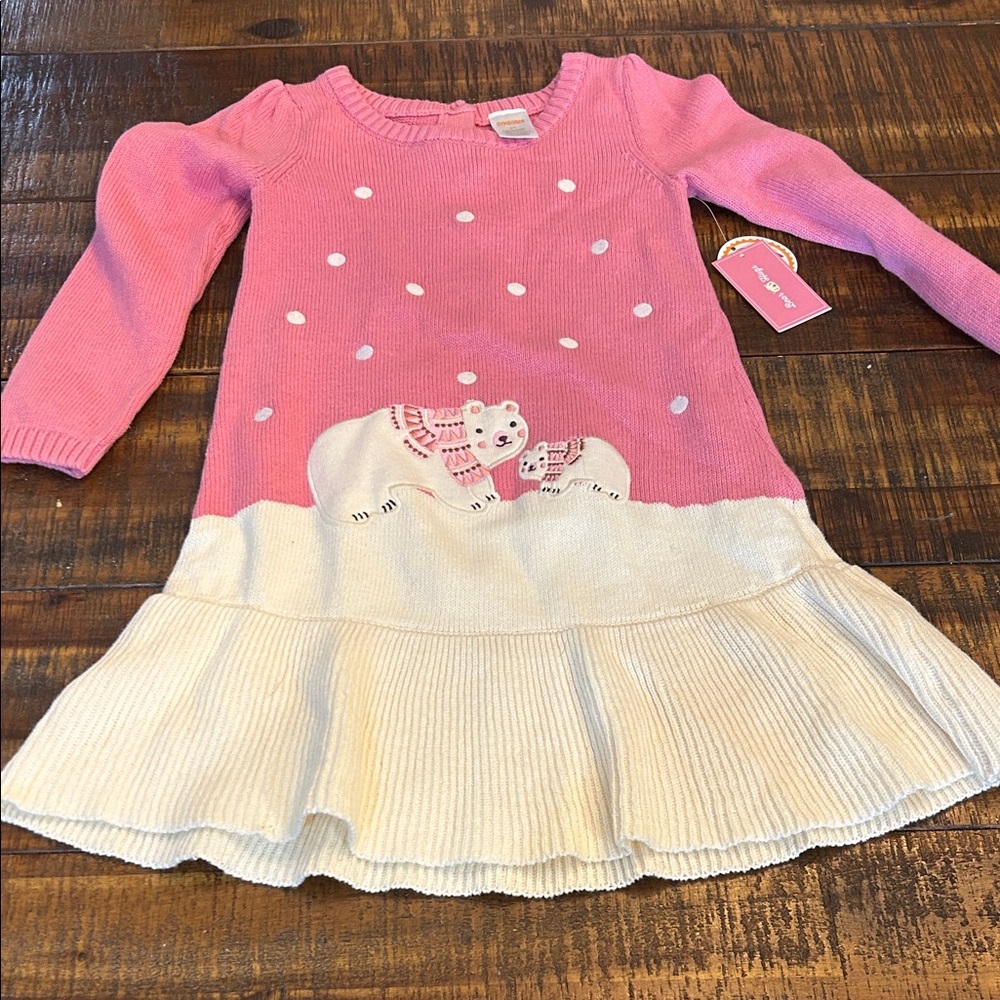 Gymboree Pink Knit Sweater with White Dots
